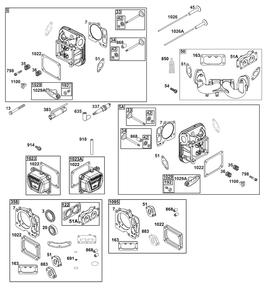 Cylinder Head Group Diagram and Parts List for 49R977-0016-G1  Briggs and Stratton Engine